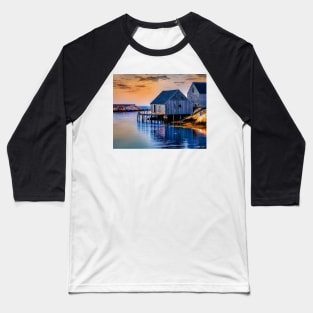 Fishing Sheds at Sunset Baseball T-Shirt